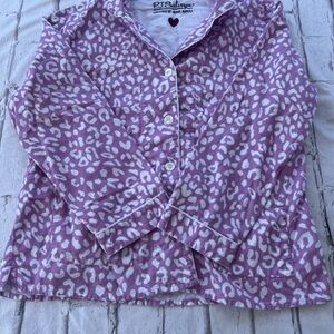 PJ Salvage Lavender Leopard Button-Up Pajama Top
